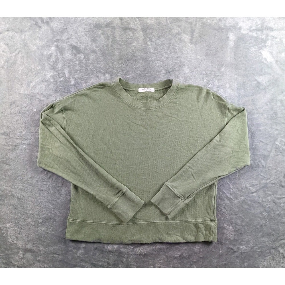 Perfectwhitetee Sweatshirt Womens Small Green French Terry Tyler USA Made